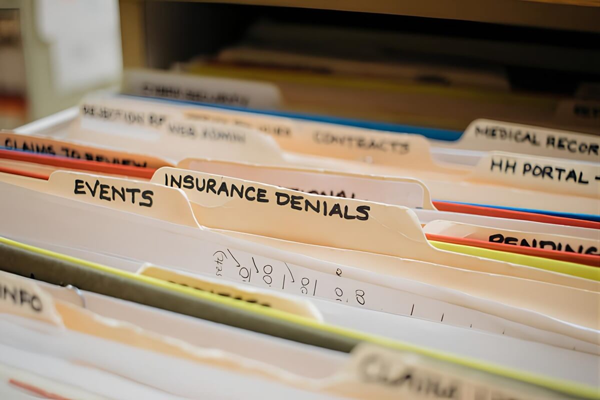 Manila folders filled with medical insurance papers