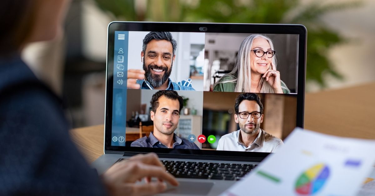 Person on video call with team