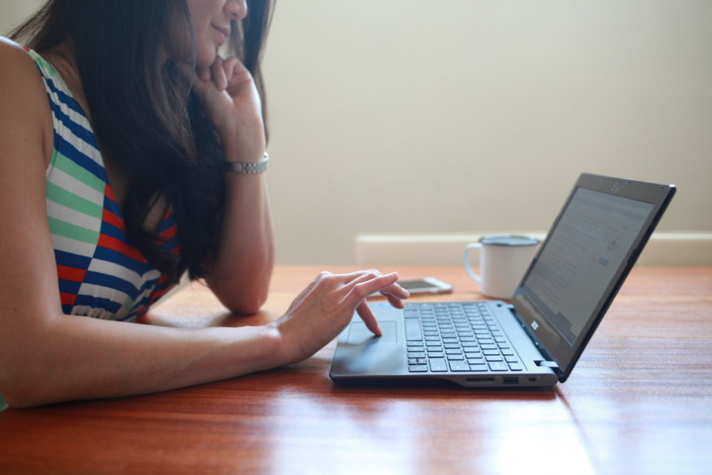 Woman using a laptop