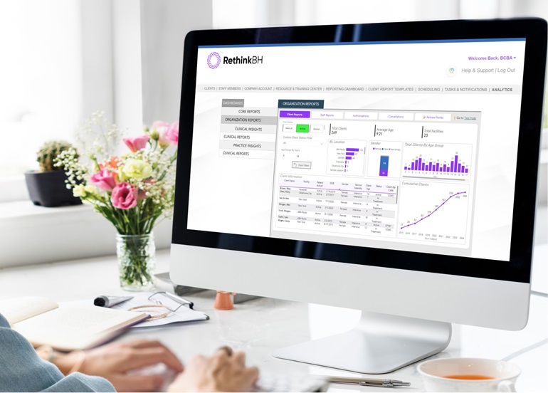 ABA Provider using Rethink Analytics by RethinkBH on desktop computer